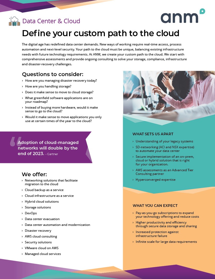 ANM Data Center and Cloud data sheet first page