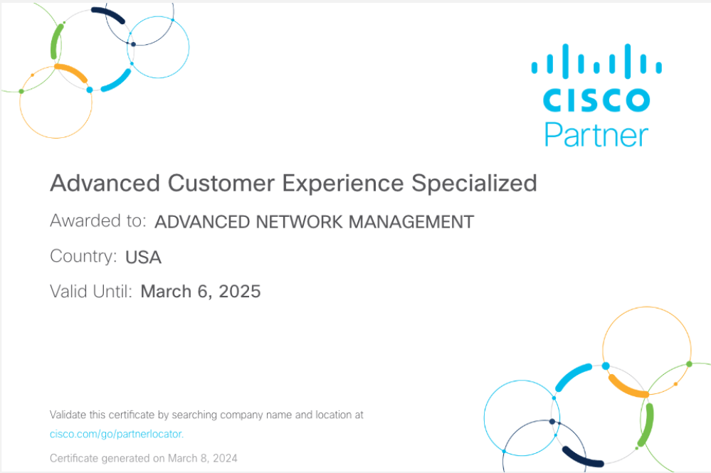 ANM Achieves Advanced Customer Experience Specialization by Cisco
