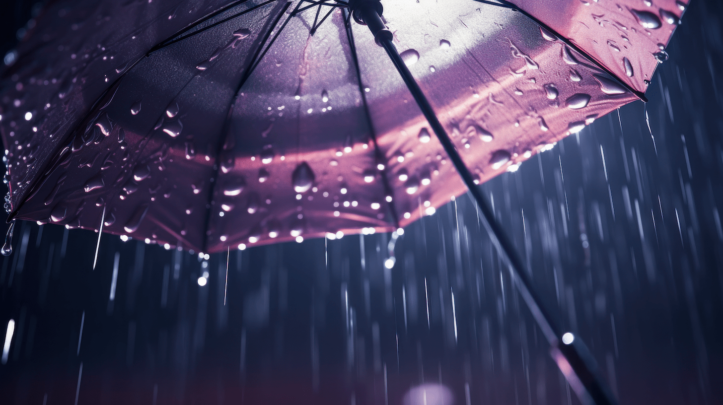 Purple Umbrella Weathering the Storm