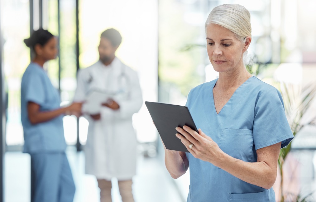 Medical worker on an iPad