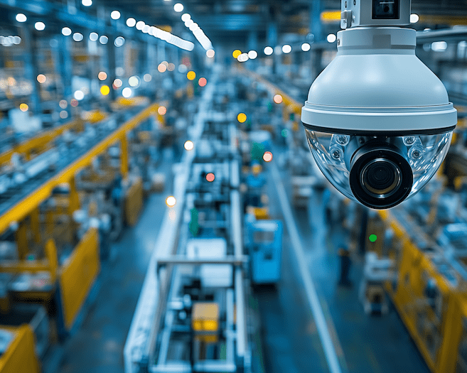 Security camera in a manufacturing plant