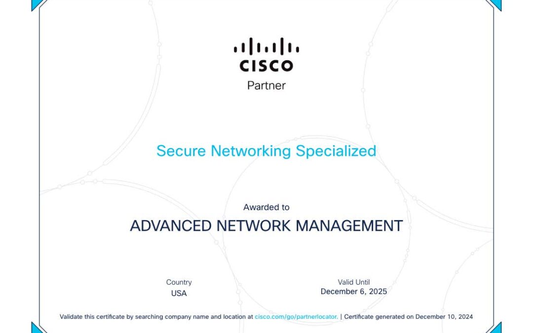 ANM Earns Three Prestigious Cisco Specializations