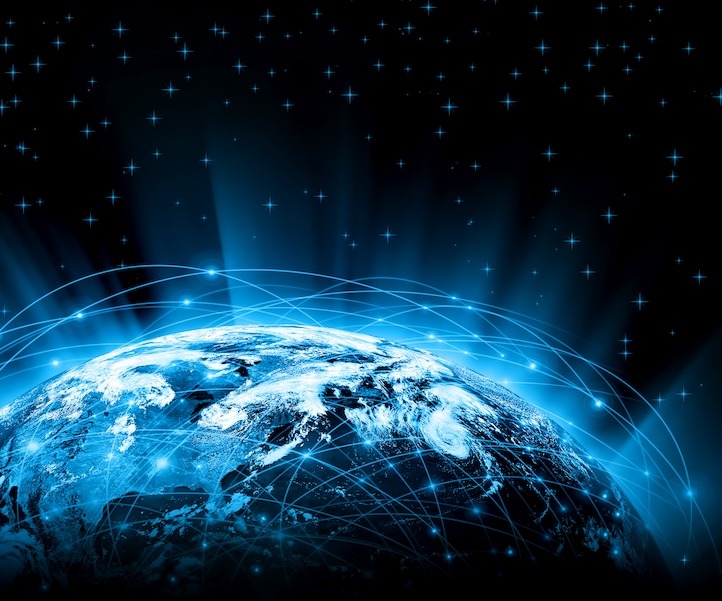 ZeroTrust - Web Internet Concept of Global Business, glowing lines